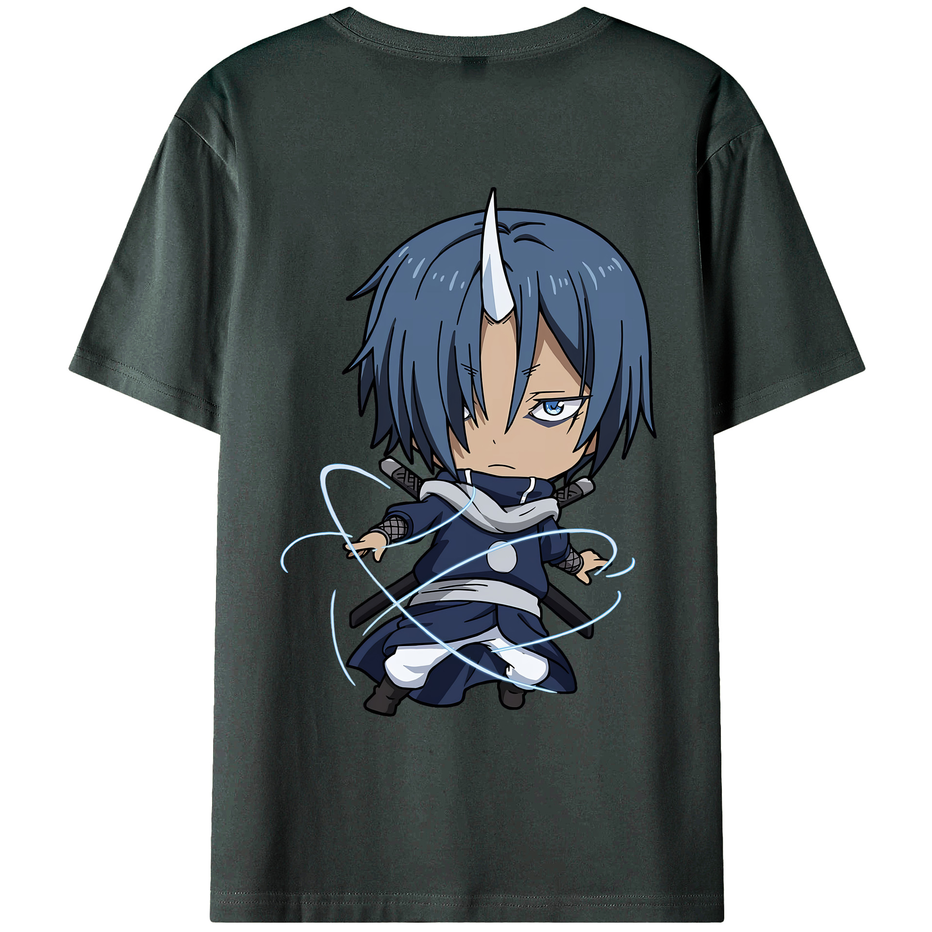（画像用） 転スラ Regarding Reincarnated to Slime 綿100％ メンズ半袖Tシャツ（バックプリント） 通気性